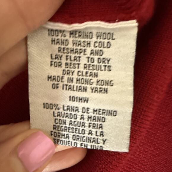 Eileen Fisher Women’s Petite S Merino Wool Red Mock Neck Sweater Winter Holiday - Picture 5 of 9